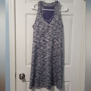 MPG Gray and White Textured Midi Sports Dress